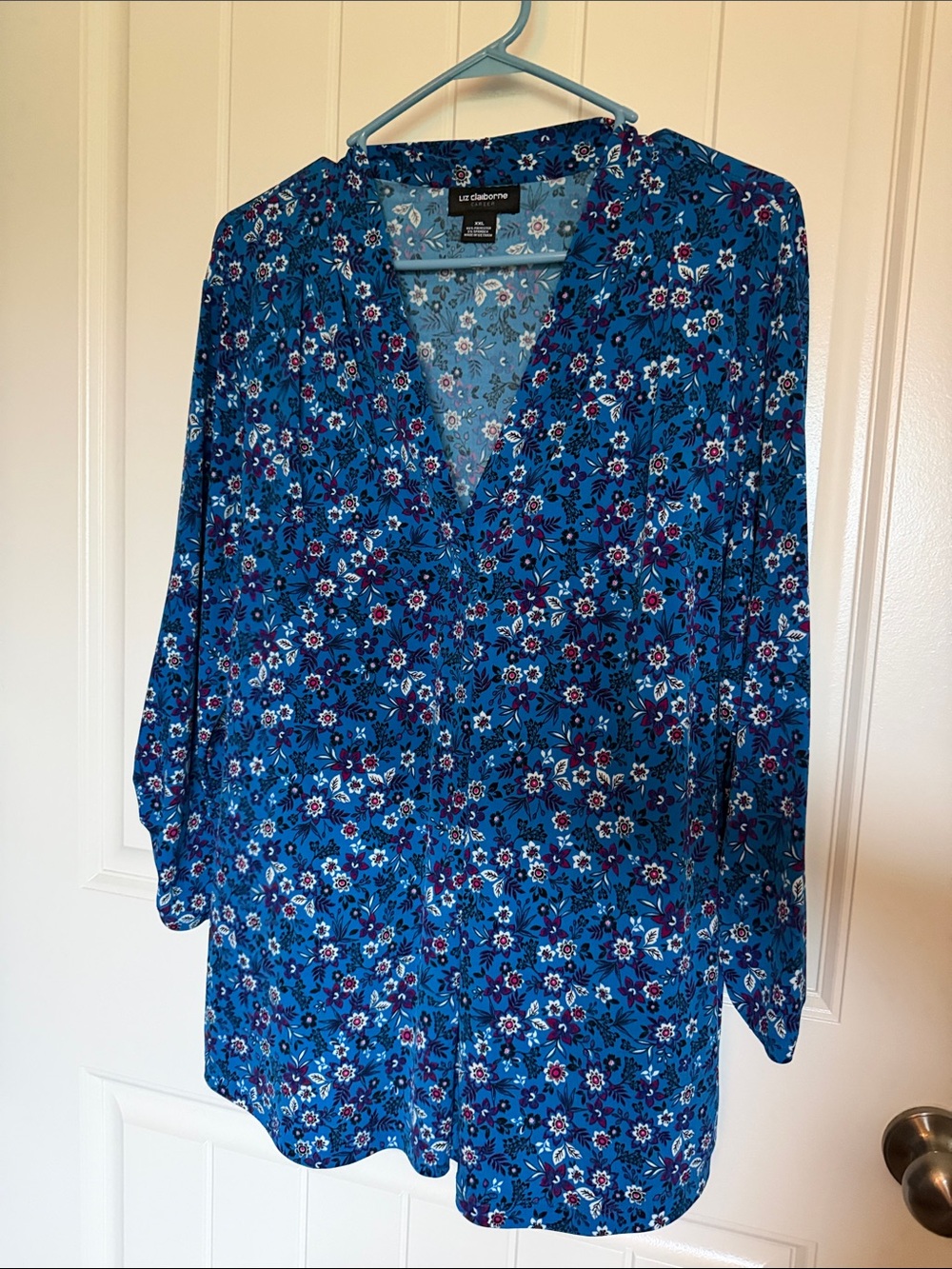 Liz Claiborne Career XXL Blue Floral Blouse